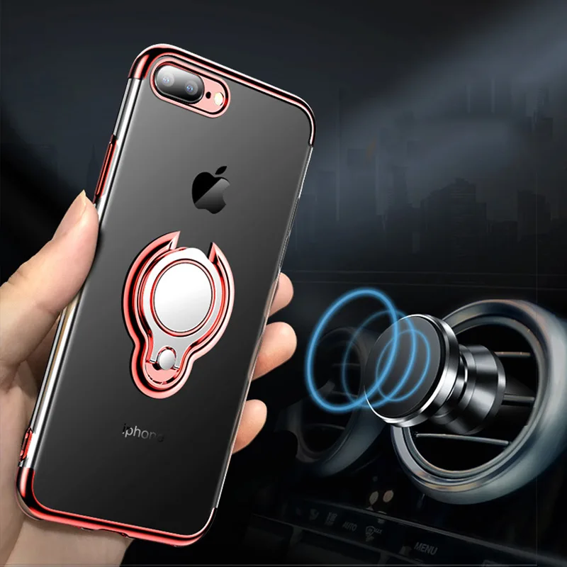 Luxury Transparent Magnetism Soft Phone Case For iPhone XS MAX XR 6 6s 7 8 Plus X Cover with ring Holder Plating Back Shell 
Luxury Transparent Magnetism Soft Phone Case For iPhone XS MAX XR 6 6s 7 8 Plus X Cover with ring Holder Plating Back Shell