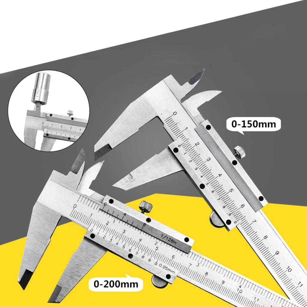 0-150mm/0-200mm Carbon Steel Vernier Caliper Metal Micrometer Gauge Millimeter Inches Measuring Tool
0-150mm/0-200mm Carbon Steel Vernier Caliper Metal Micrometer Gauge Millimeter Inches Measuring Tool