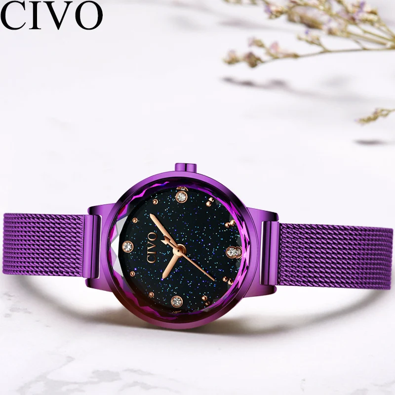 CIVO Luxury Slim Watch Purple Stainless Steel Mesh Women Watches Quartz Watches Waterproof Ladies Wristwatch Analogue Clock
CIVO Luxury Slim Watch Purple Stainless Steel Mesh Women Watches Quartz Watches Waterproof Ladies Wristwatch Analogue Clock