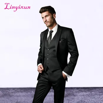 2017 Formal groom wedding suit blazer slim fit mens Black Custom Made 3 pieces (jacket+vest+pants) traje para novio blanco
2017 Formal groom wedding suit blazer slim fit mens Black Custom Made 3 pieces (jacket+vest+pants) traje para novio blanco