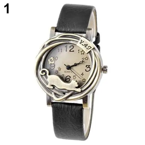 montre femme Women Vintage Jewelry Cat Flower Case Faux Leather Band Quartz Analog Wrist Watch reloj mujer
montre femme Women Vintage Jewelry Cat Flower Case Faux Leather Band Quartz Analog Wrist Watch reloj mujer