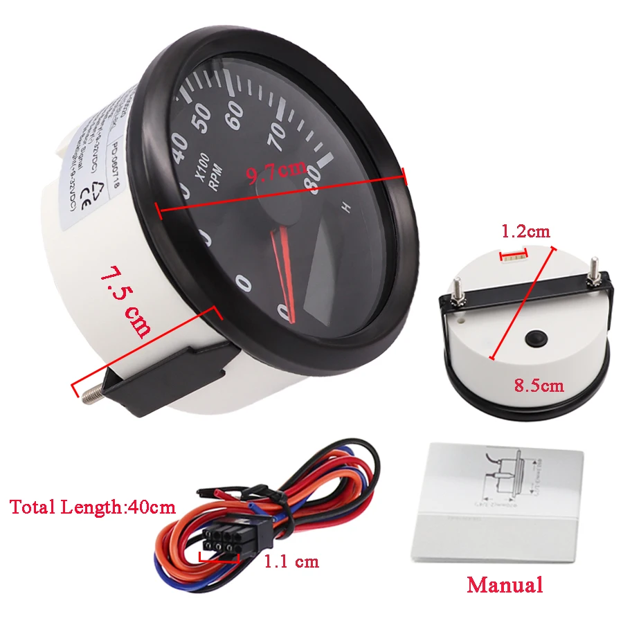 Digital Tachometer 85mm Black Gasoline Engine Gauge Pointer fit Diesel Generator Engine Car Modification Boat Red Backlight
Digital Tachometer 85mm Black Gasoline Engine Gauge Pointer fit Diesel Generator Engine Car Modification Boat Red Backlight