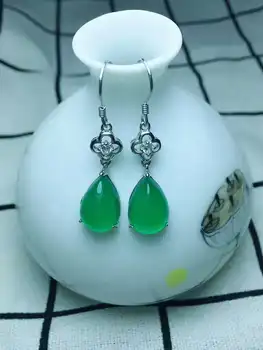 C32#925 silver inlaid natural chalcedony earrings, clean and bright 
C32#925 silver inlaid natural chalcedony earrings, clean and bright