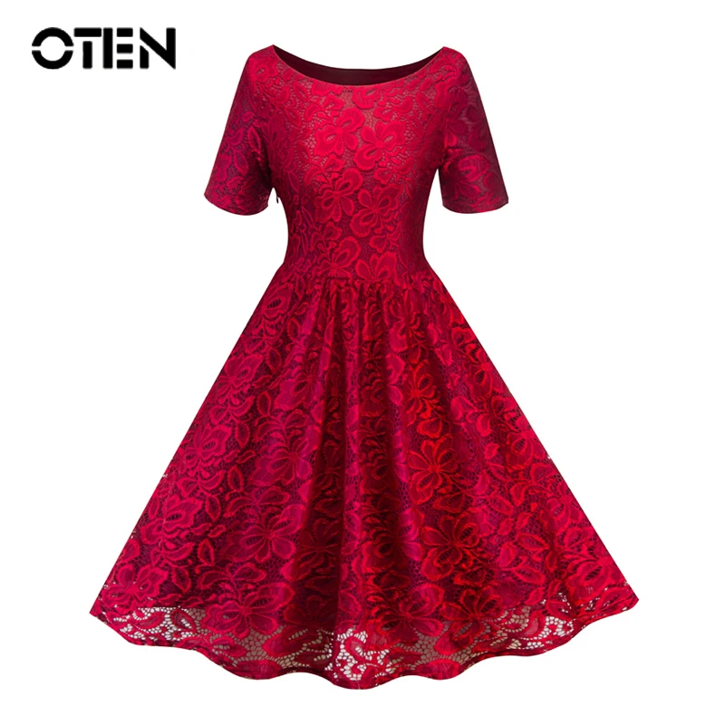 OTNE Summer Short Sleeve O Neck Lace Partchwork A Line party Knee Length ladies weddings red dresses for women fashion clothing
OTNE Summer Short Sleeve O Neck Lace Partchwork A Line party Knee Length ladies weddings red dresses for women fashion clothing