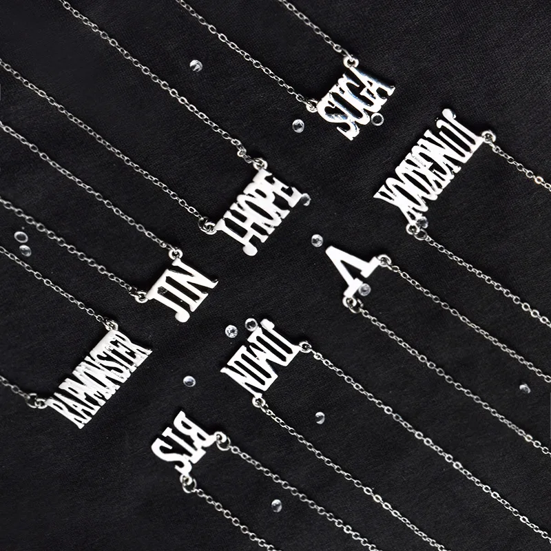 

BTS Kpop ARMY Bangtan Boys Album Necklace EXO GOT7 TWICE BLACKPINK Titanium steel Pendant Necklace clothes Accessories Jewelry
