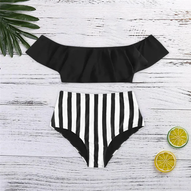 Off Shoulder Bras For Women Striped Lingerie Porno Padded Underwear Swimwear Bathing Swimsuit Bralette Encaje Mujer 40MAY205