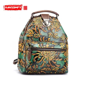 2020 New Women Floral Printing Backpack Genuine Leather Female Bags Vintage Design Laptop School Bag Mochila Escolar Travel Bags
2020 New Women Floral Printing Backpack Genuine Leather Female Bags Vintage Design Laptop School Bag Mochila Escolar Travel Bags