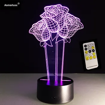 Three Roses Shape 3D LED Lamp Night Light Touch Remote Control Table Lamp 7 Colors USB Lamp Best Valentine's Day Gift For Friend
Three Roses Shape 3D LED Lamp Night Light Touch Remote Control Table Lamp 7 Colors USB Lamp Best Valentine's Day Gift For Friend