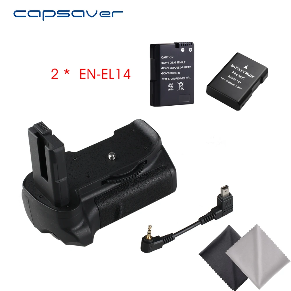capsaver Vertical Battery Grip with 2pcs EN-EL14 Batteries for Nikon D5300 D5200 D5100 Camera Battery Handgrip Holder Pack Set
capsaver Vertical Battery Grip with 2pcs EN-EL14 Batteries for Nikon D5300 D5200 D5100 Camera Battery Handgrip Holder Pack Set