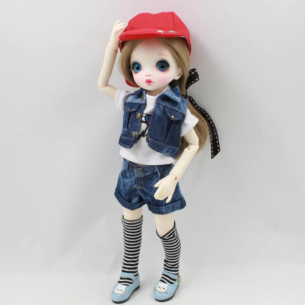 Фото Forturn days только для 1/6 bjd кукол Красная шапка джинсовые чулки белая рубашка не blyth icy