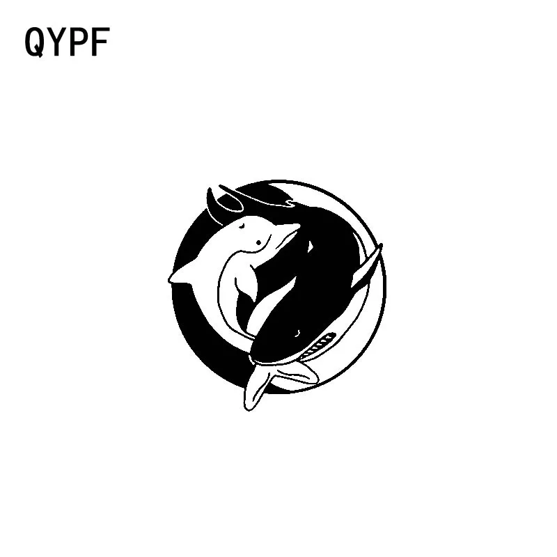 QYPF 12 7 см * 1 маленький Дельфин Инь и Ян виниловая Автомобильная Наклейка черный