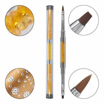YZWLE 1 Pc High Quality Gold Metal Handles Dual-use #2 Nail Art Brush Nails Gel Polish Pens #2 Crystal Nail Brush 07
YZWLE 1 Pc High Quality Gold Metal Handles Dual-use #2 Nail Art Brush Nails Gel Polish Pens #2 Crystal Nail Brush 07