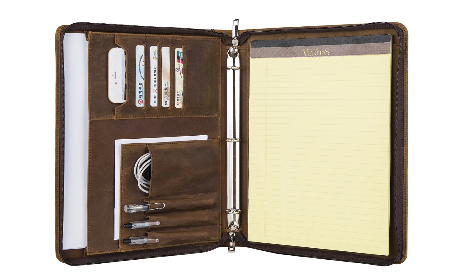 Handmade Crazy-Horse Leather 3-Ring Binder Portfolio Folder, Personalized Business Organizer Tablet Folio A4 Folder
Handmade Crazy-Horse Leather 3-Ring Binder Portfolio Folder, Personalized Business Organizer Tablet Folio A4 Folder