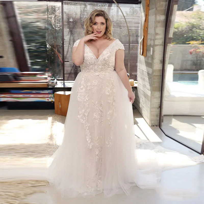 Eightale Plus Size Wedding Dresses V-Neck Appliques Lace Boho Wedding Gowns Cap Sleeve Custom Made Bride Dress Free Shipping
Eightale Plus Size Wedding Dresses V-Neck Appliques Lace Boho Wedding Gowns Cap Sleeve Custom Made Bride Dress Free Shipping