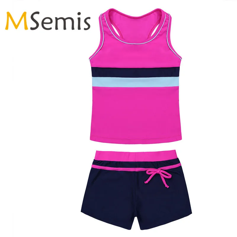 Kids Girls Tankini Swimsuit Two Pieces Swimwear Set Tops with Swim Shorts Bottom Bathing Suit Gymnastic Children's Swimming Suit
Kids Girls Tankini Swimsuit Two Pieces Swimwear Set Tops with Swim Shorts Bottom Bathing Suit Gymnastic Children's Swimming Suit