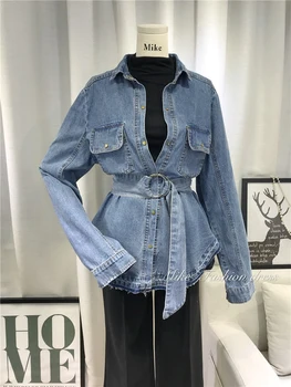 Spring 2019 New Fashion Solid Color Denim Shirts with Belt Woman's Long Sleeves Loose Blouse Jeans Shirt Tops
Spring 2019 New Fashion Solid Color Denim Shirts with Belt Woman's Long Sleeves Loose Blouse Jeans Shirt Tops