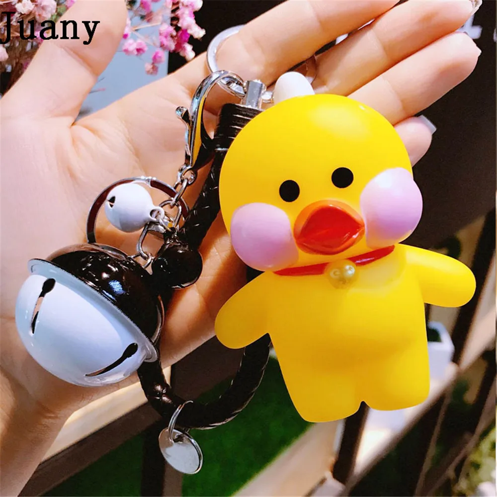 Juany duck key chain key ring pom gift for women girl bag pendant charm key ring 0
