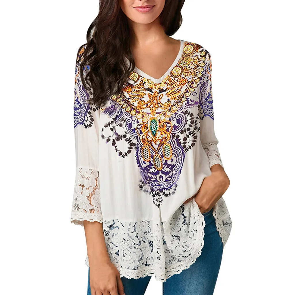 CHAMSGEND Women Blouse 2019 Summer Fashion Sexy V-Neck Three Quarter Blouse Casual Loose Print Chiffon Lace Tops Blouse May14
CHAMSGEND Women Blouse 2019 Summer Fashion Sexy V-Neck Three Quarter Blouse Casual Loose Print Chiffon Lace Tops Blouse May14