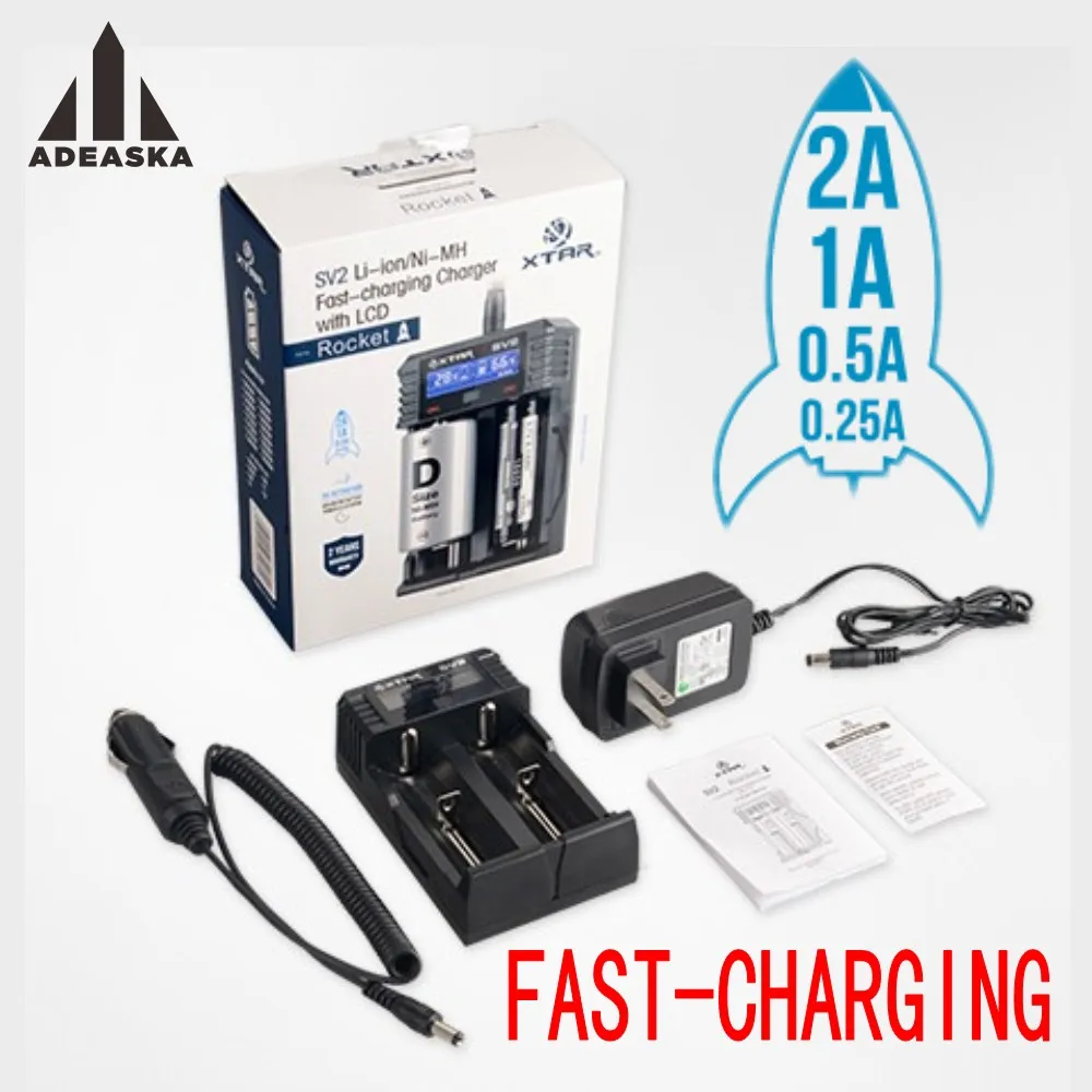 

XTAR SV2 Smart Digital Battery Charger Li-ion Ni-MH 16340 18650 26650 10440 14500 14650 17335 17500 17670 18350 18500 AA AAA C D