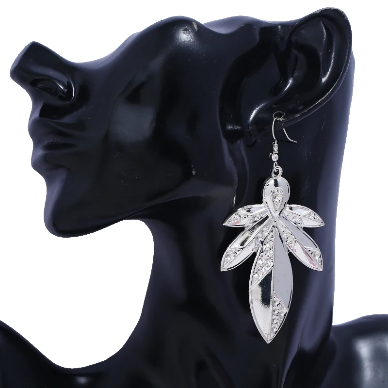 FLDZ Leaves long fashion temperament earrings Metal personality style Exaggerated female Creative drop jewelry gifts | Украшения и