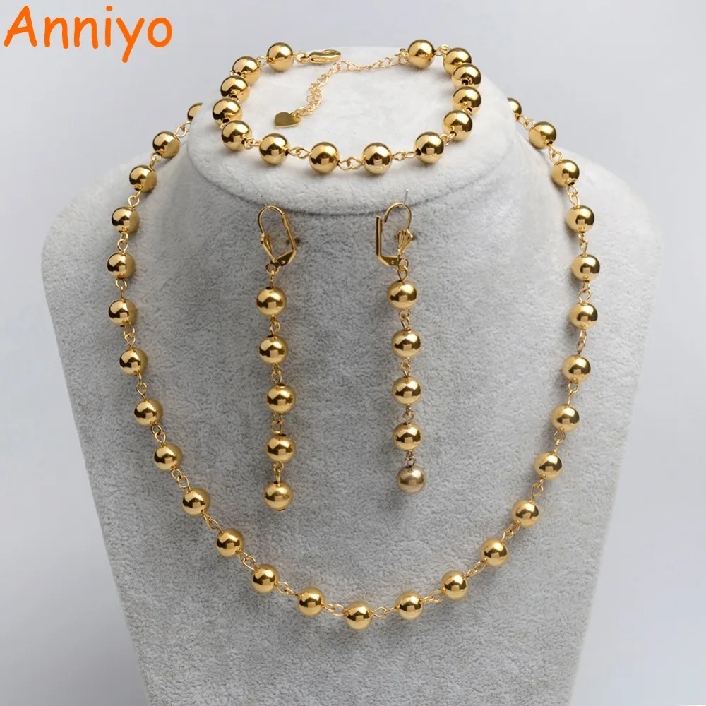 Anniyo Gold Color Rosary Jewelry sets Ball Bead Necklace/Earrings/20CM Bracelet for Women Arab/Africa Ethiopian Jewelry #069006
Anniyo Gold Color Rosary Jewelry sets Ball Bead Necklace/Earrings/20CM Bracelet for Women Arab/Africa Ethiopian Jewelry #069006