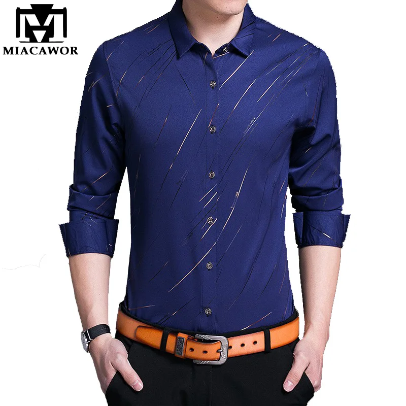 MIACAWOR 2019 Spring Men Shirt Fashion Print Social Shirt Slim Fit Full Sleeve Camisa Masculina Casual Men Clothes C414
MIACAWOR 2019 Spring Men Shirt Fashion Print Social Shirt Slim Fit Full Sleeve Camisa Masculina Casual Men Clothes C414