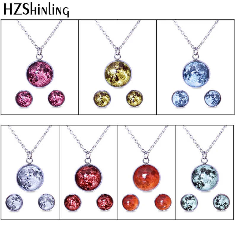 11 colors stainless steel Glow in the Dark Full Moon Necklace eclipse lunar blood moon glowing jewelry set Purple grey earrings
11 colors stainless steel Glow in the Dark Full Moon Necklace eclipse lunar blood moon glowing jewelry set Purple grey earrings