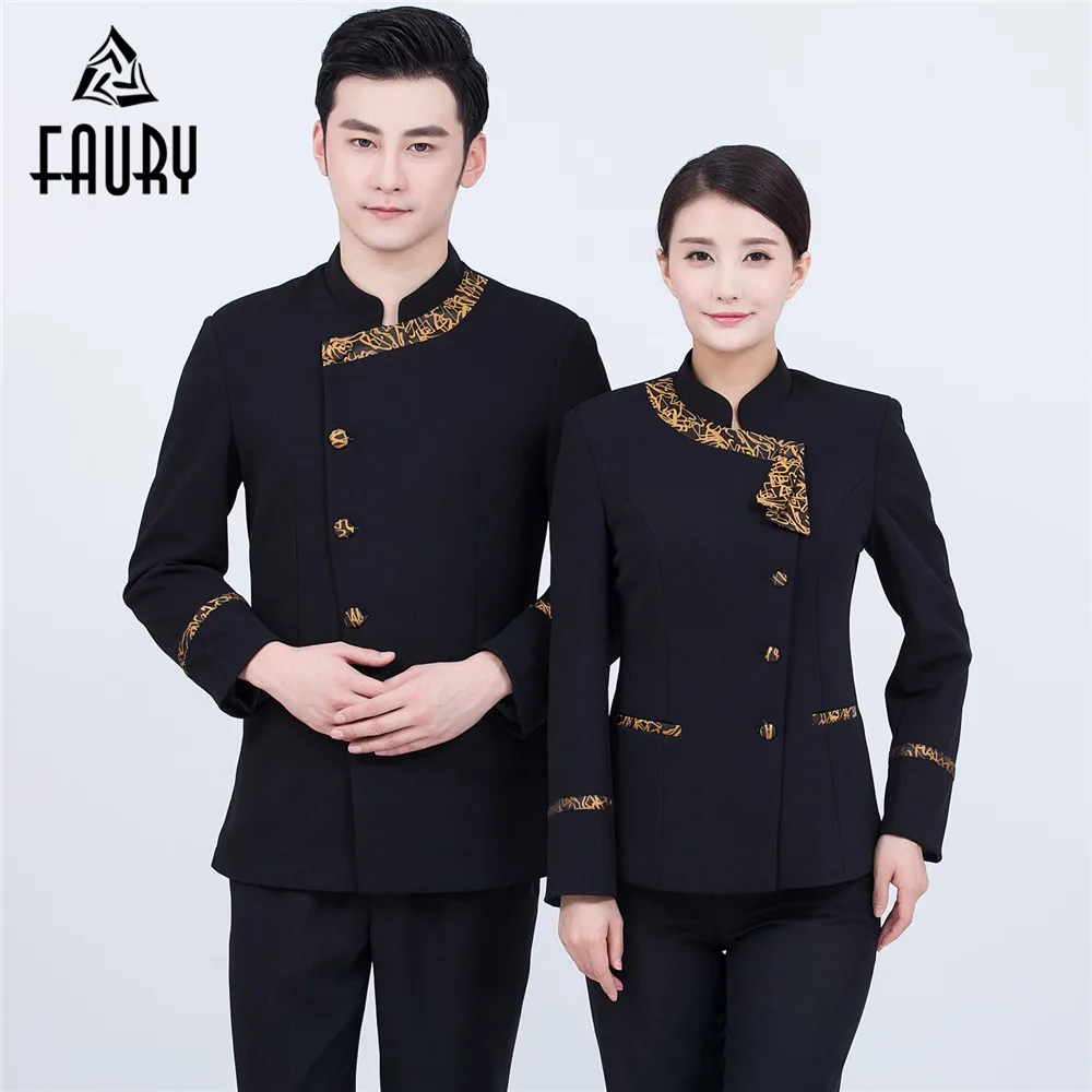 New Hotel Waiter Waitress Couple Work Uniforms Long Sleeve Single Breasted Coat Splicing Color Catering Food Service Overalls
New Hotel Waiter Waitress Couple Work Uniforms Long Sleeve Single Breasted Coat Splicing Color Catering Food Service Overalls