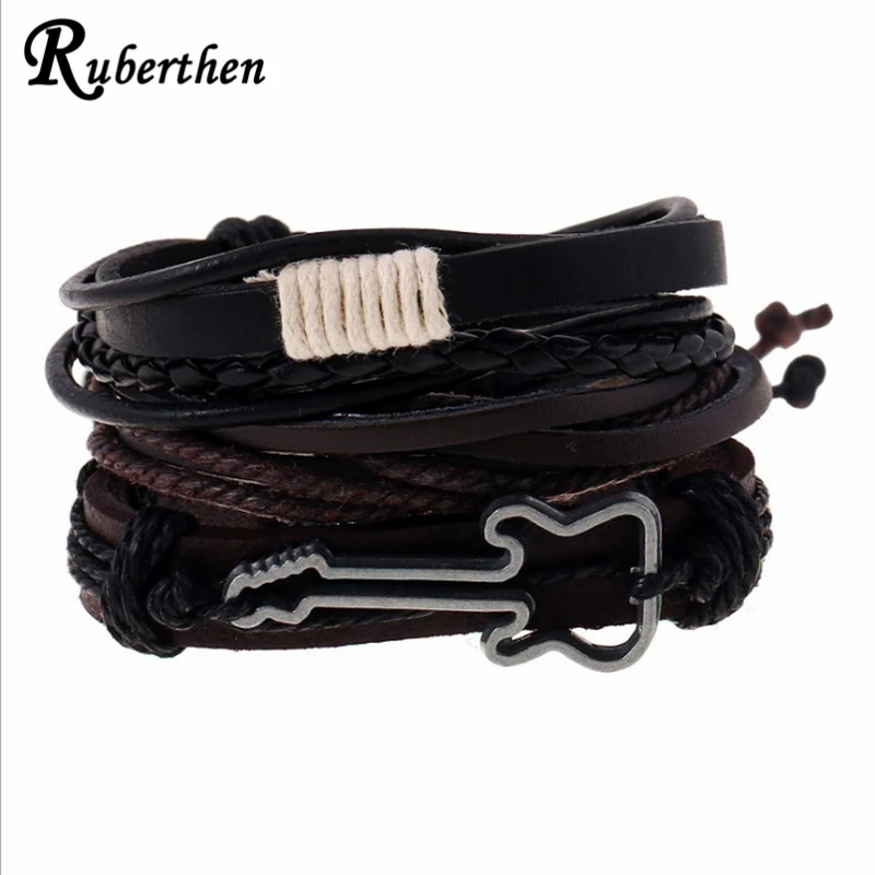 Ruberthen 2017 Simple Retro Woven Leather Bracelet Alloy Guitar Leather Bracelet Vintage Multi Layer Suit Bracelet Set
Ruberthen 2017 Simple Retro Woven Leather Bracelet Alloy Guitar Leather Bracelet Vintage Multi Layer Suit Bracelet Set