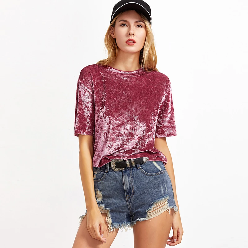 Spring Summer Blouse Women Velvet Blouse Women Tees Tops O-Neck Short Sleeve Sexy Short Blouse Pink
Spring Summer Blouse Women Velvet Blouse Women Tees Tops O-Neck Short Sleeve Sexy Short Blouse Pink
