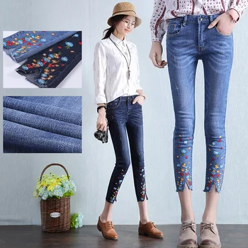 32 plus big size denim jeans panty women spring autumn 2017 feminina embroidery jeans thin denim pants female A3069
32 plus big size denim jeans panty women spring autumn 2017 feminina embroidery jeans thin denim pants female A3069