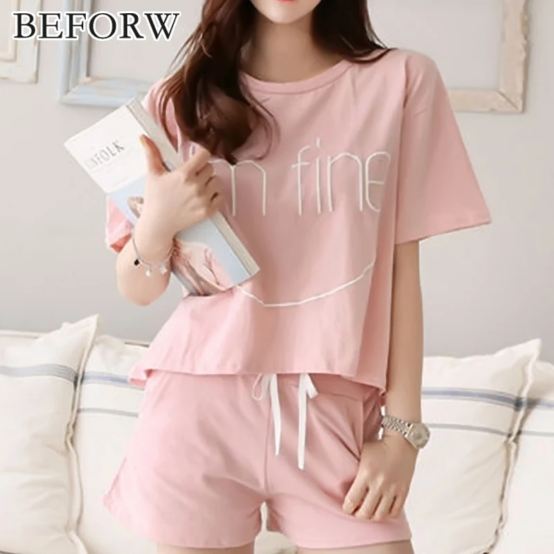 BEFORW Fashion Breathable Pajama Women Summer Comfortable Cozy Alphabet Pijama Set Cute Classic Sleepwear Shorts Women Pajamas
BEFORW Fashion Breathable Pajama Women Summer Comfortable Cozy Alphabet Pijama Set Cute Classic Sleepwear Shorts Women Pajamas