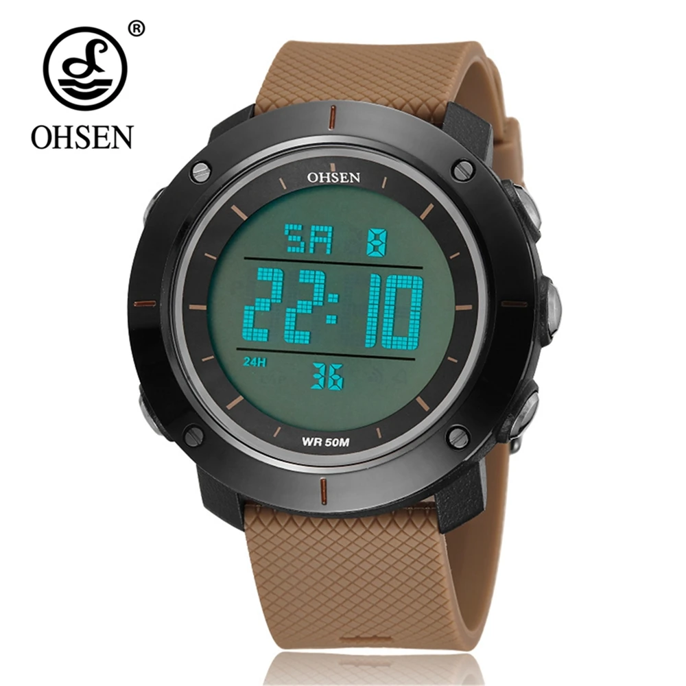 OHSEN Mens Sport Watches Chrono Alarm Men Waterproof Digital Watch military male Clock Khaki silicone Fashion Relojes Hombre
OHSEN Mens Sport Watches Chrono Alarm Men Waterproof Digital Watch military male Clock Khaki silicone Fashion Relojes Hombre