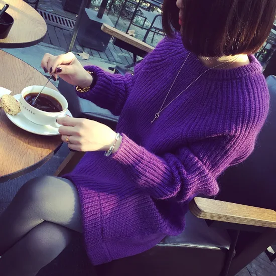 Новинка длинный свитер платье 2016 осень зима женщины мода пуловеры перемычка