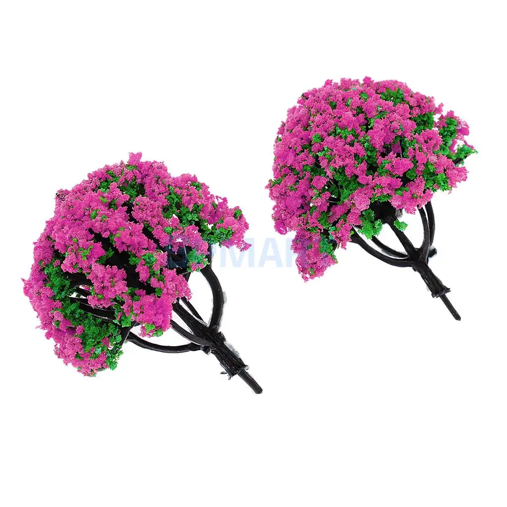 10pcs 1/200 Train Railroad Scene Scenery Landscape Model Trees Green HO Scale with Flowers Model Building Kits