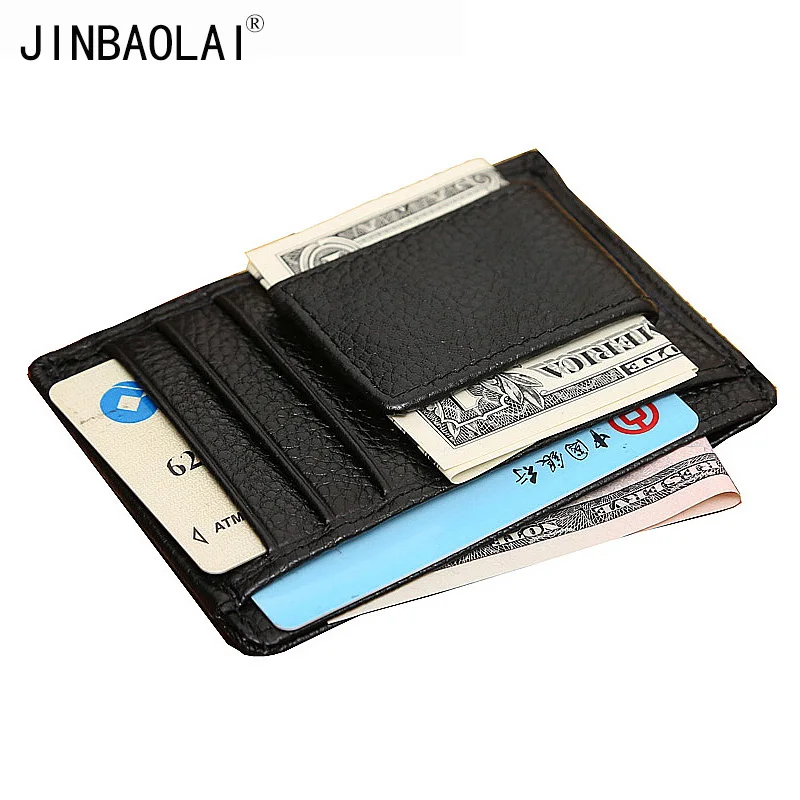 Image men s leather money clip genuine leather card holder wallet with clip for cash famous brand hot selling wallets for youth