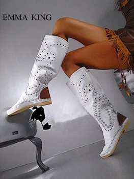 Hot Sale Patchwork Rivets Studded Knee High Boots Women Autumn Winter Long Boots Cozy White Suede Round Toe Flats Women Shoes
Hot Sale Patchwork Rivets Studded Knee High Boots Women Autumn Winter Long Boots Cozy White Suede Round Toe Flats Women Shoes