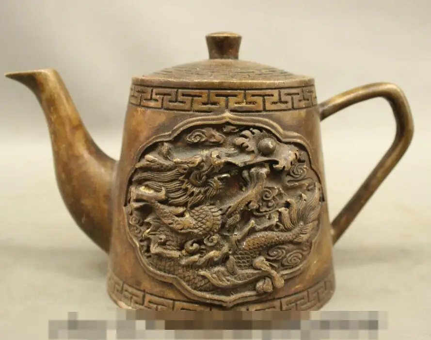 S04092 Marked Chinese Bronze Old Wealth Year Zodiac Dragon Statue Teapots Wine Pot B0403
S04092 Marked Chinese Bronze Old Wealth Year Zodiac Dragon Statue Teapots Wine Pot B0403