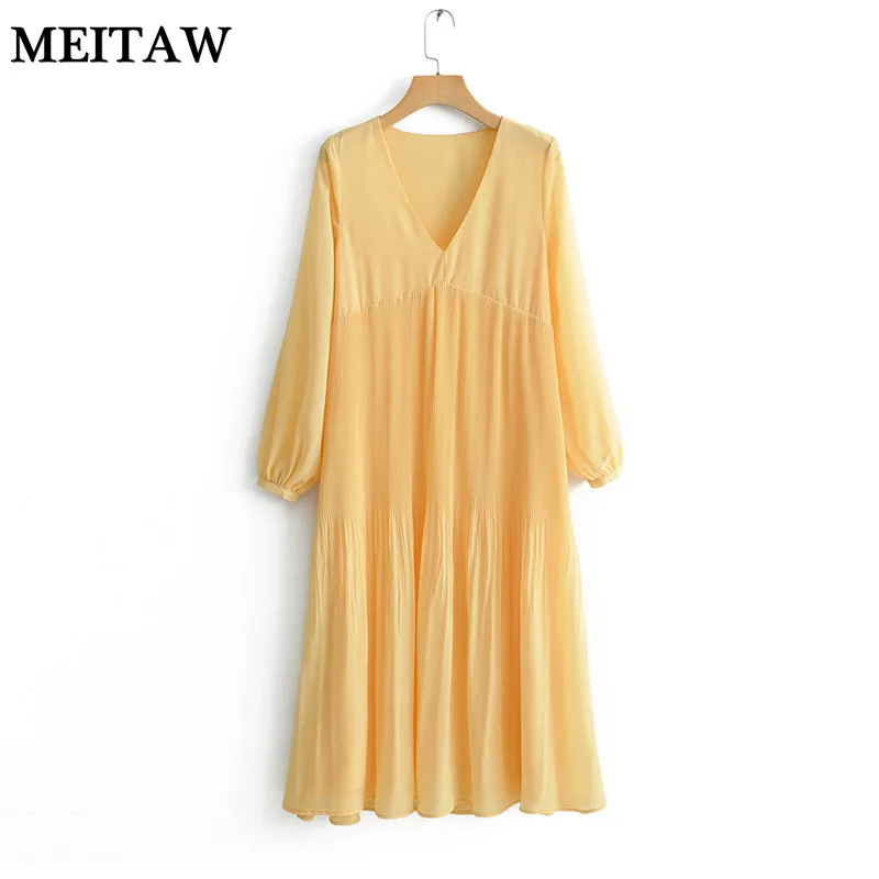 Summer Autumn Chiffon Dress Lady Yellow Party Dresses 2019 Casual Long Sleeve V-Neck Beach Dress Plus Size Female Vestidos
Summer Autumn Chiffon Dress Lady Yellow Party Dresses 2019 Casual Long Sleeve V-Neck Beach Dress Plus Size Female Vestidos