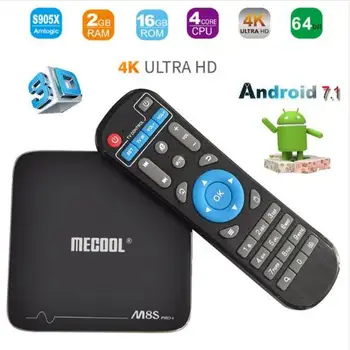 

MECOOL M8S PRO+ Android 7.1 TV BOX Quad Core Smart TV BOX 2G+16G Flash Fully Loaded Internet Media Streamers H.265 4K Player