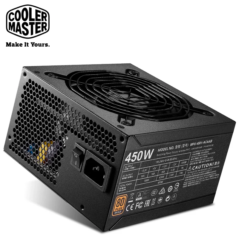 Cooler Master PC PSU Computer Power Supply Rated 450W 450 Watt 12cm Fan 12V ATX PC Power Supply BRONZ 80PLUS For Game Office
Cooler Master PC PSU Computer Power Supply Rated 450W 450 Watt 12cm Fan 12V ATX PC Power Supply BRONZ 80PLUS For Game Office