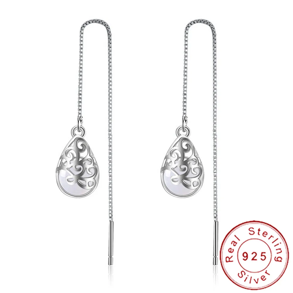 2019 Classic 925 Sterling Silver Moonstone Earrings Hanging Natural Stone Earing Ladies Long Tassel Chain Ear Threads SE108
2019 Classic 925 Sterling Silver Moonstone Earrings Hanging Natural Stone Earing Ladies Long Tassel Chain Ear Threads SE108