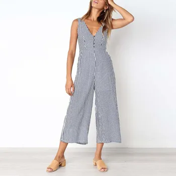 Jumpsuit Summer Women Sleeveless Striped Jumpsuit Casual Clubwear Wide Leg Elegant Pants Outfit Beach Jumpsuit Back Zipped
Jumpsuit Summer Women Sleeveless Striped Jumpsuit Casual Clubwear Wide Leg Elegant Pants Outfit Beach Jumpsuit Back Zipped