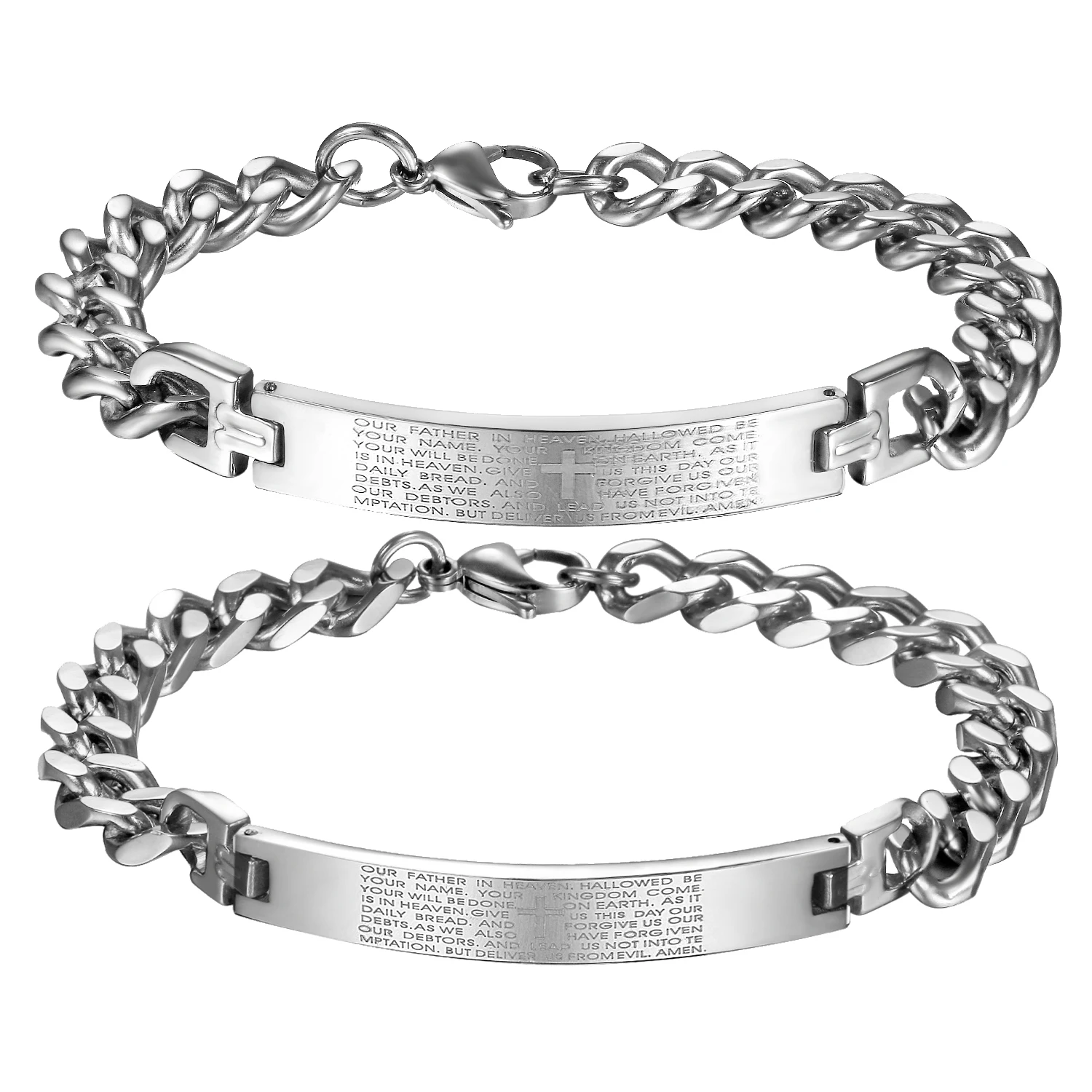 BONISKISS Couples Bible Lord's Prayer Cross Bracelet Stainless Steel Silver Tone Curb Bangle For Women
BONISKISS Couples Bible Lord's Prayer Cross Bracelet Stainless Steel Silver Tone Curb Bangle For Women