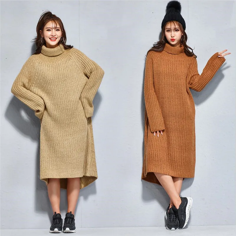 Preppy Style Vestido 2019 women Autumn winter Turtleneck loose straight solid full sleeves Knitted sweater long dress
Preppy Style Vestido 2019 women Autumn winter Turtleneck loose straight solid full sleeves Knitted sweater long dress