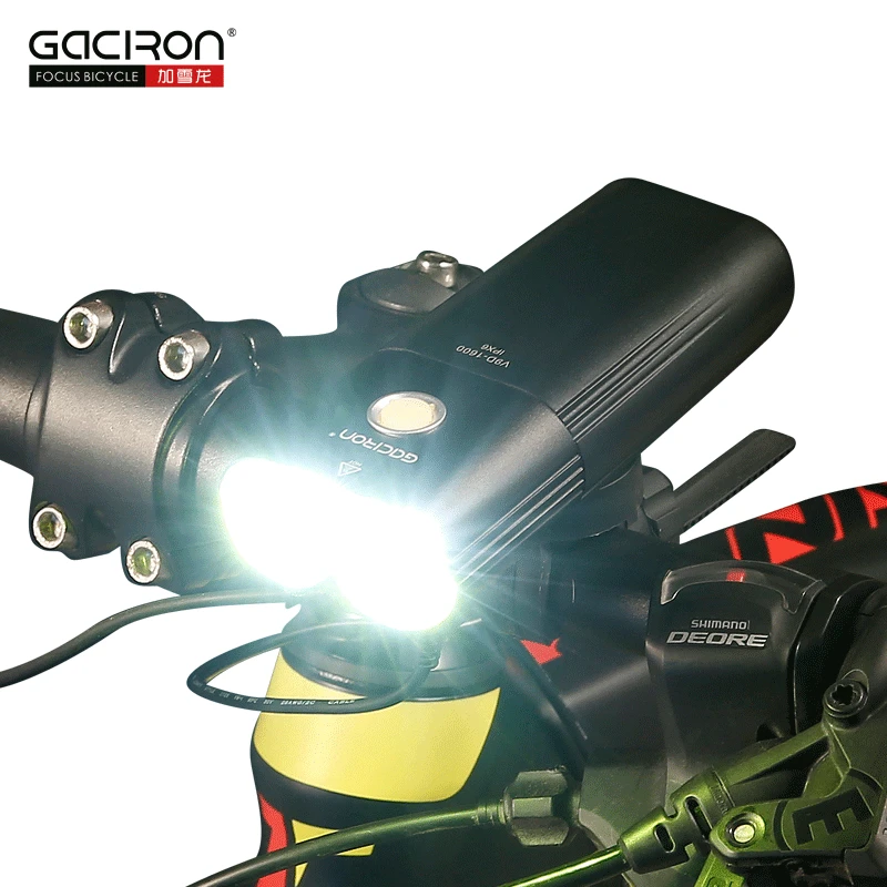 Image GACIRON Bicycle Light Usb Rechargeable Bike Front Headlight Cycling Flashlight IPX6 Waterproof 5000mAh 1600Lumen LED Lamp 6 Mode
