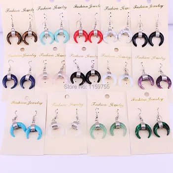8Pair Bohemian Silver Color Crescent Half Moon Dangle Earrings for Women Natural Gem Stone Purple Crystal Lapis Lazuli Opal
8Pair Bohemian Silver Color Crescent Half Moon Dangle Earrings for Women Natural Gem Stone Purple Crystal Lapis Lazuli Opal