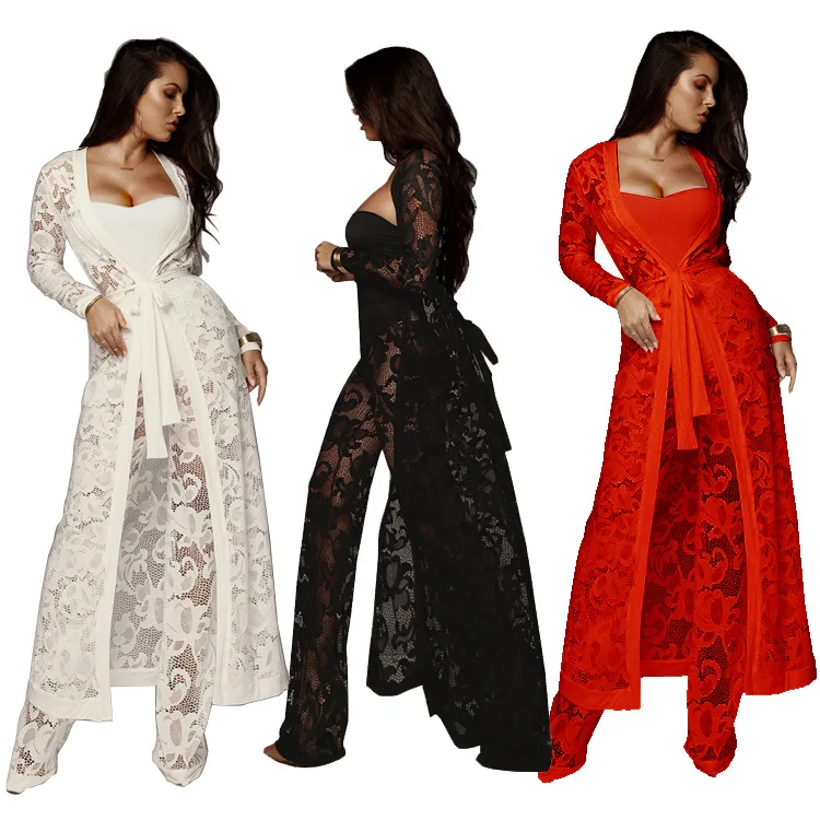 Black White Strapless Lace See Through Rompers Sexy Women Cardigan Coat +Bodysuit+Long Pant 3 Piece Jumpsuit Plus Size Overalls
Black White Strapless Lace See Through Rompers Sexy Women Cardigan Coat +Bodysuit+Long Pant 3 Piece Jumpsuit Plus Size Overalls