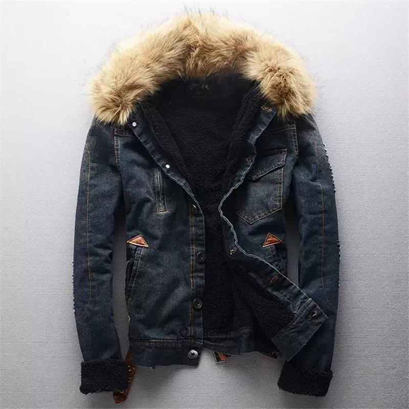 Idopy New Men's Winter Warm Ripped Denim Jacket Fleece Lined Thick Thermal Distressed Jean Jackets And Coats With Fur Collar
Idopy New Men's Winter Warm Ripped Denim Jacket Fleece Lined Thick Thermal Distressed Jean Jackets And Coats With Fur Collar