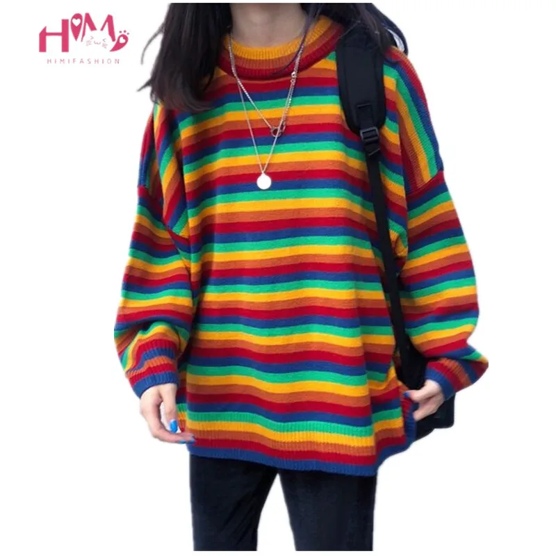 Korean Ulzzang Rainbow Striped Women Sweaters Harajuku Oversized Cute Colorful Winter Pullover Clothes Casual Knitted Jumper
Korean Ulzzang Rainbow Striped Women Sweaters Harajuku Oversized Cute Colorful Winter Pullover Clothes Casual Knitted Jumper